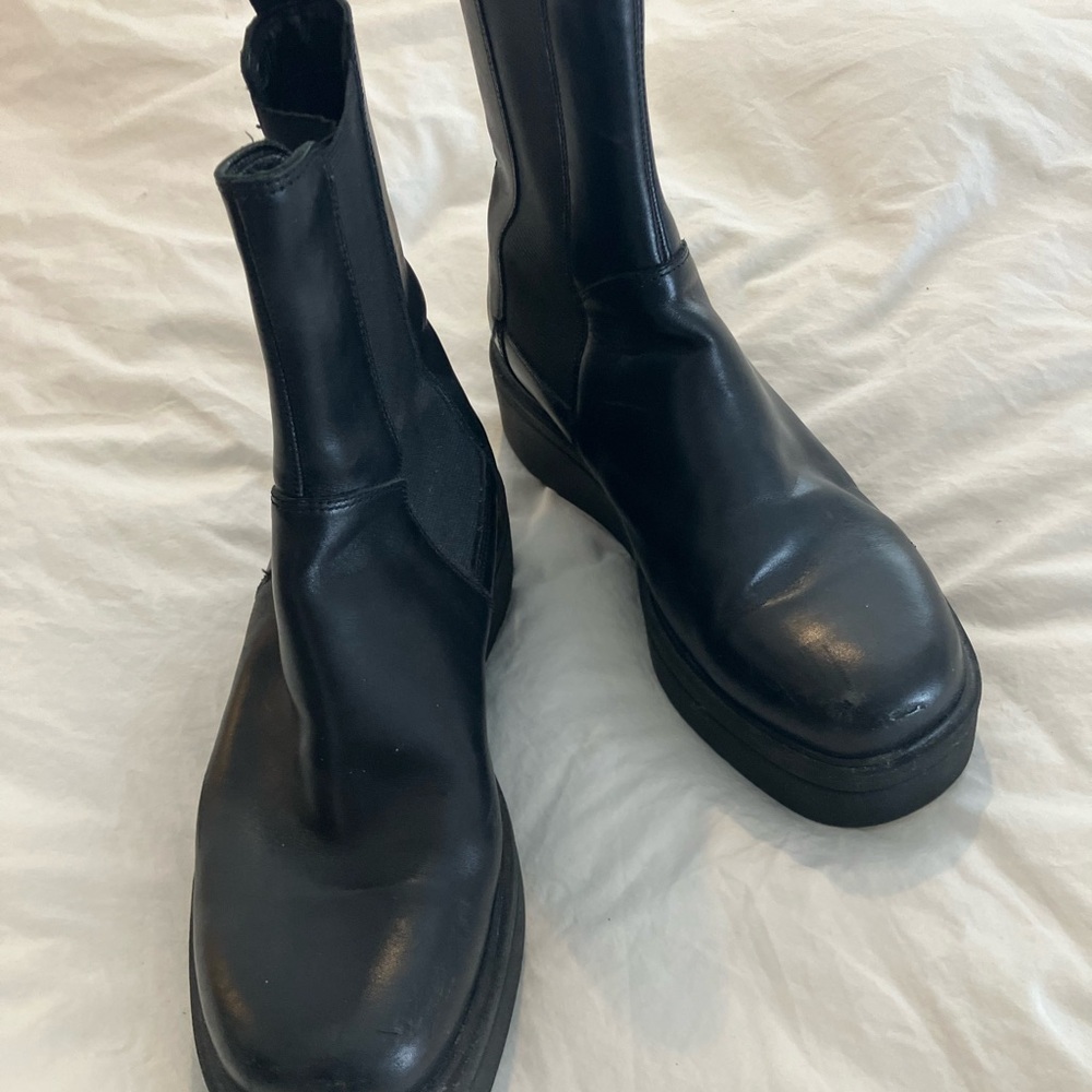 Vagabond Tara Black Leather Chelsea Platform Ankle Boots 39/9 - Picture 6 of 10